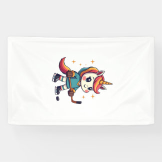 Banderoles Dessin Animé Vintage Licorne Hockey Mignon Arc-en-