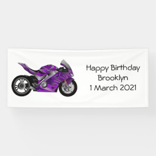Banderoles Dessin de moto de sport violet