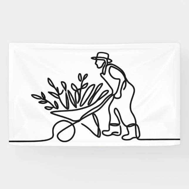 Banderoles dessin d'un agriculteur ou d'un jardinier (Horizontal)