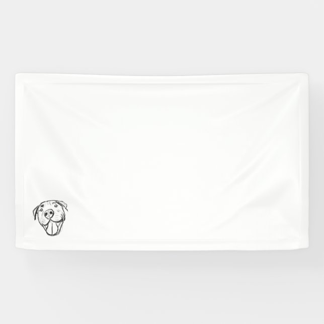 Banderoles dessin pitbull simple amoureux des chiens noir bla (Horizontal)