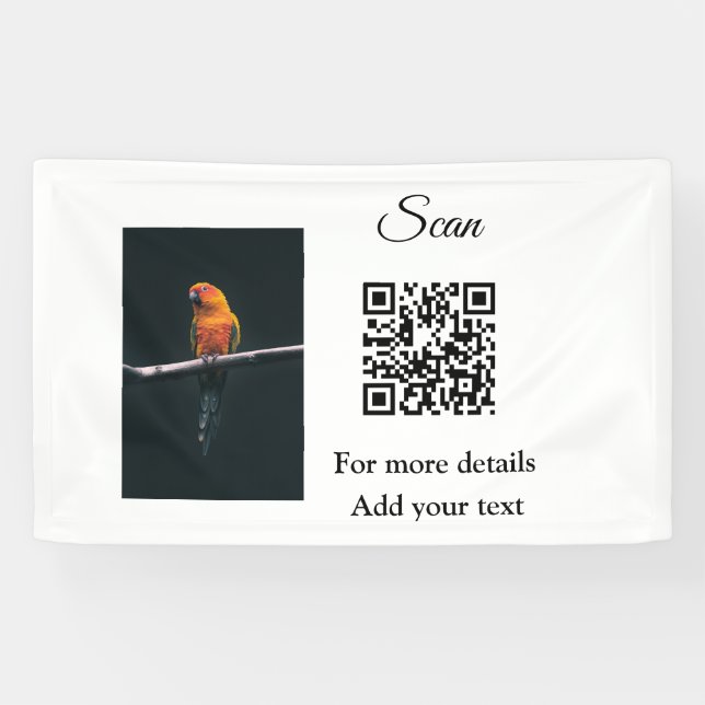 Banderoles Détails simples du nom de l'animal code QR ajouter (Horizontal)