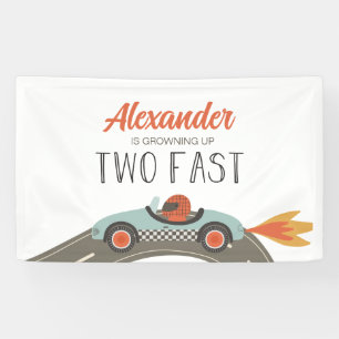 Banderoles Deux Anniversaire de voiture de course BLEU rapide
