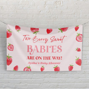 Banderoles Deux bébés sucrés aux fraises Fête de naissance ju