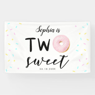 Banderoles Deux beignets colorés douces fête du 2e annivers