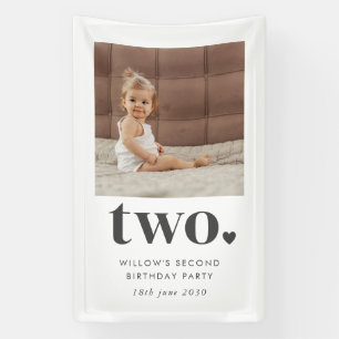 Banderoles Deux Carrés de coeur Photo 2e anniversaire