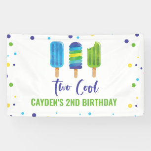 Banderoles Deux Cool 2e Anniversaire Glace Bleue Verte