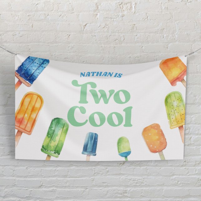 Banderoles Deux Cool Blue Rétro Fête d'anniversaire Popsicle  (Créateur téléchargé)