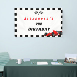 Banderoles Deux Fast Racing Car 2nd Birthday Boy Banner