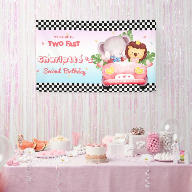 Banderoles Deux Fast sauvage jungle Race Car 2ème HBD Party (Fête)