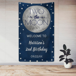 Banderoles Deux La Lune 2e fête d'anniversaire Bienvenue