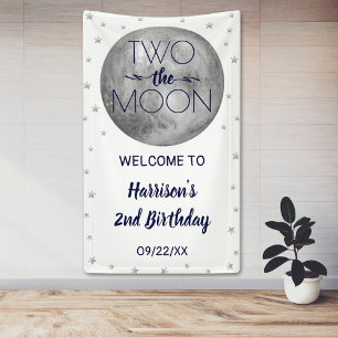 Banderoles Deux La Lune 2e fête d'anniversaire Bienvenue