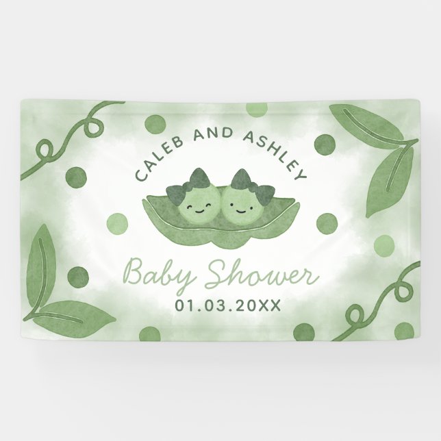Banderoles Deux petits pois dans un Baby shower pour filles j (Horizontal)