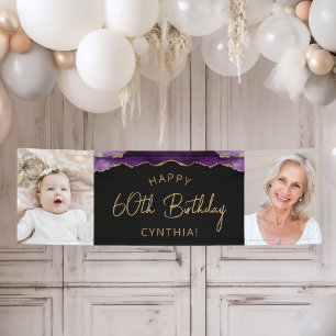 Banderoles Deux Photo Agate Or Violet 60e Anniversaire