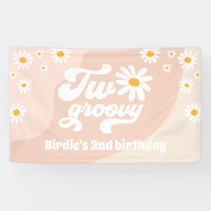 Banderoles Deux Super 2ème anniversaire fête Retro Daisy Bi