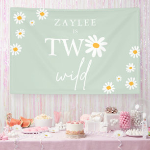 Banderoles Deux Wild 2e fête d'anniversaire Boho Daisy Bienve
