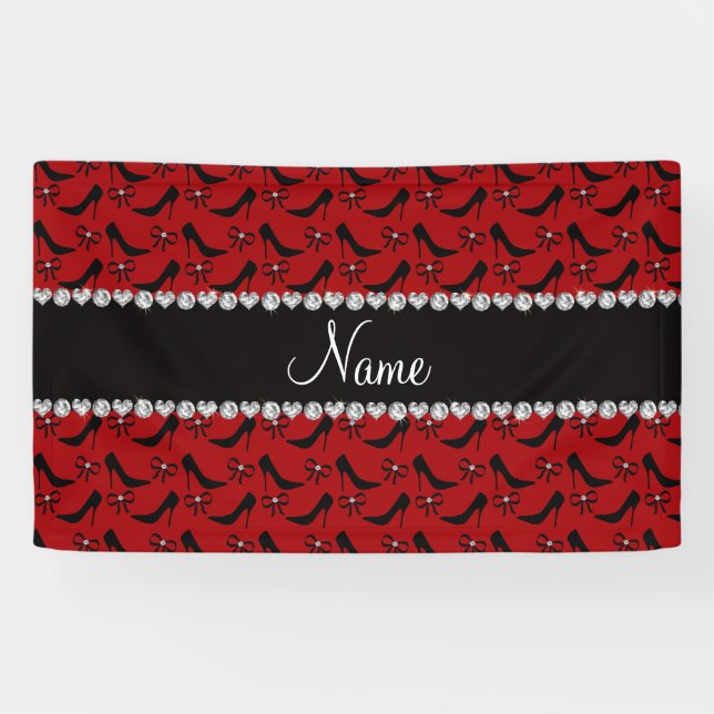 Banderoles Diamant noir rouge nommé fait sur commande d'arc (Horizontal)