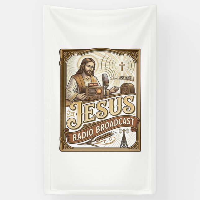 Banderoles Diffusion Radio Jésus Diffusion Radio Jésus Christ (Vertical)