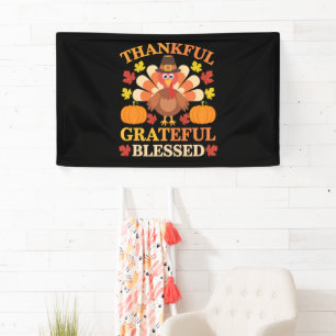 Banderoles Dinde de Thanksgiving Bénis Reconnaissant Grateful