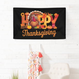 Banderoles Dindes de Thanksgiving heureux tombent