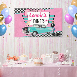Banderoles Diner Retro Voiture 1950 Sock Hop