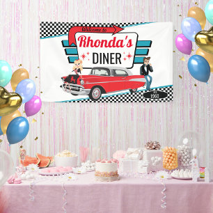 Banderoles Diner Retro Voiture 1950 Sock Hop
