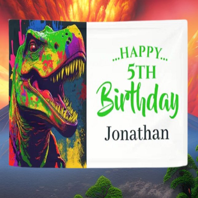 Banderoles Dino T-Rex Anniversaire Blanc (Celebrate an amazing party with our Dinosaur party supplies.)
