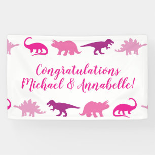 Banderoles Dinosaur Baby shower Dino Pink Girl