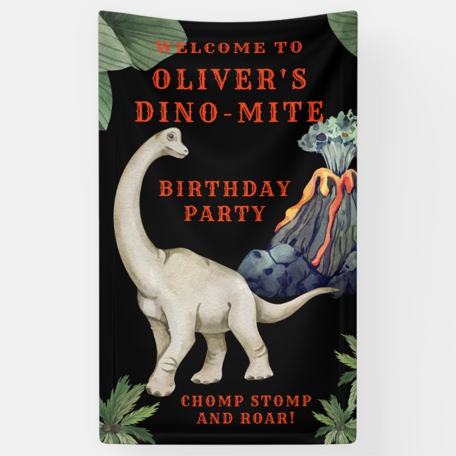 Banderoles Dinosaur fête d'anniversaire Bienvenue (Vertical)