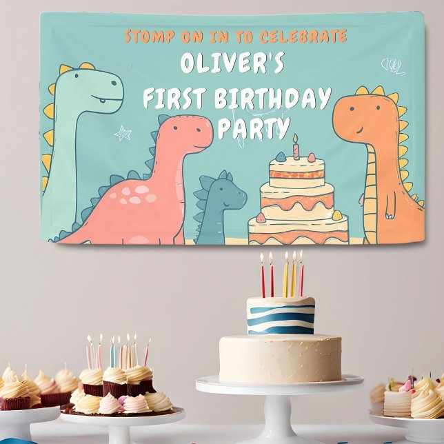 Banderoles Dinosaur One-A-Saurus Boy 1st Birthday Party  (Créateur téléchargé)