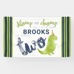 Banderoles Dinosaur Thème Notre Petit Dino Bleu Vert Or