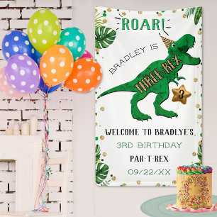 Banderoles Dinosaure 3rd Birthday Welcome