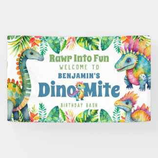Banderoles Dinosaure Anniversaire Dino-mite Tropical Welcome 