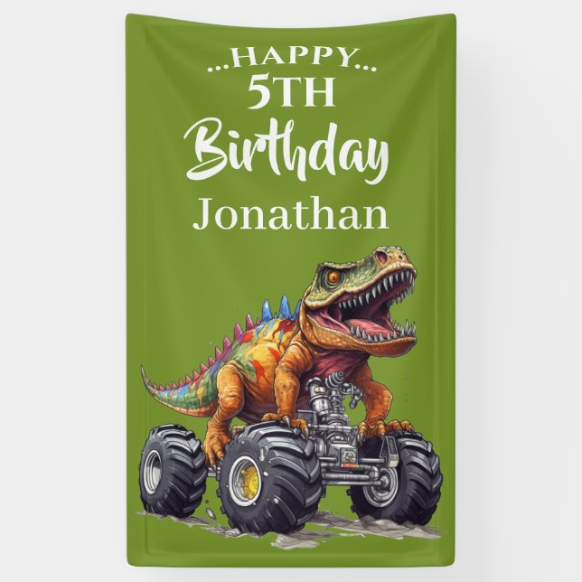 Banderoles Dinosaure T-Rex Monster Truck Party (Vertical)