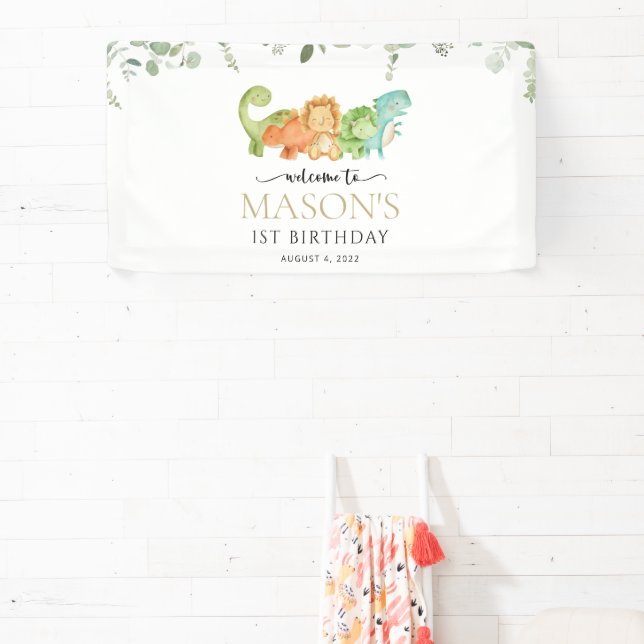 Banderoles Dinosaures mignons, T-Rex, Jurassique, Bienvenue à (Insitu)