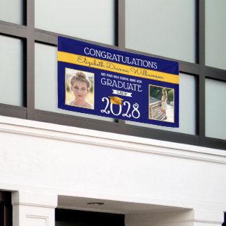 Banderoles Diplôme Couleurs de l'École Bleu et Jaune