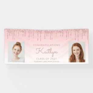 Banderoles Diplôme de fin d'études à deux photos avec goutte 