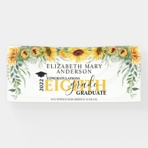 Banderoles Diplômé de l'école secondaire de fleurs de tour