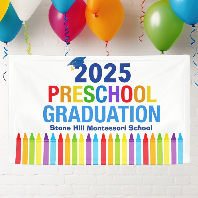 Banderoles Diplômé de maternelle 2025 École personnalisable (Créateur téléchargé)