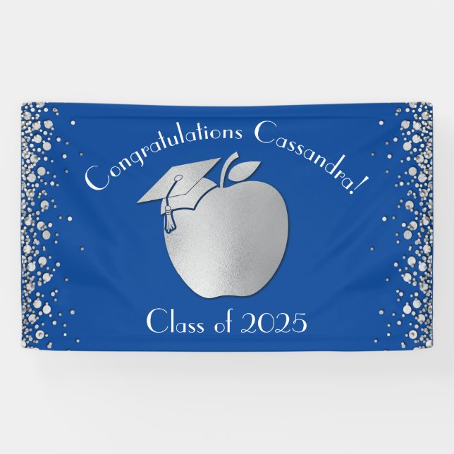 Banderoles Diplôme d'enseignement Bleu Argent (Horizontal)