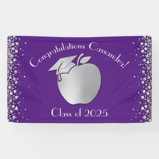 Banderoles Diplôme d'enseignement Purple Silver (Horizontal)