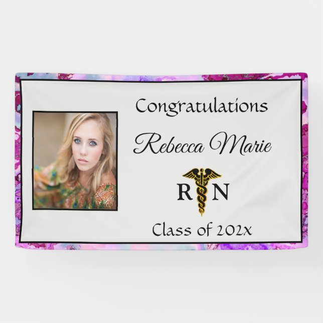 Banderoles Diplôme d'infirmière autorisée Caducée (Horizontal)