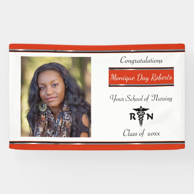 Banderoles Diplôme, École d'infirmières, Caducée, Personnalis (Horizontal)