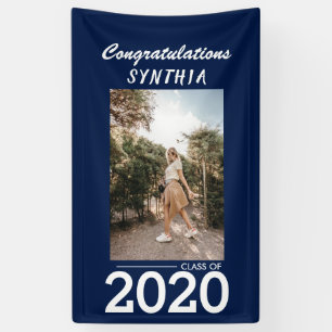 Banderoles Diplômé en 2020  Symbole du Jardin photo bleu de