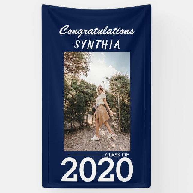 Banderoles Diplômé en 2020| Symbole du Jardin photo bleu de l (Vertical)