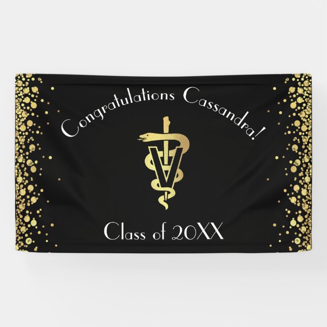 Banderoles Diplômé en or de vétérinaire (Horizontal)