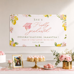 Banderoles Diplômé fraîchement citron floral rose Graduation