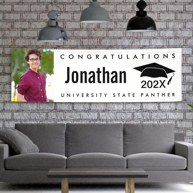 Banderoles Diplôme noir et blanc 1 photo casquette moderne au (Créateur téléchargé)