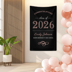 Banderoles Diplômée élégante en or rose de la promotion 2026