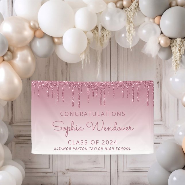 Banderoles Diplômée Paillettes Burgundy 2026 Coulée Chic (Créateur téléchargé)
