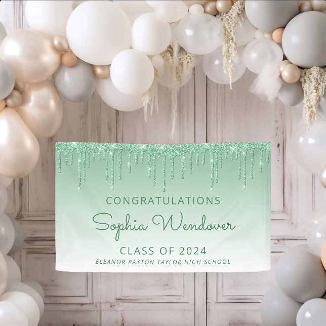 Banderoles Diplômée Paillettes Vertes Chic 2026 (Créateur téléchargé)